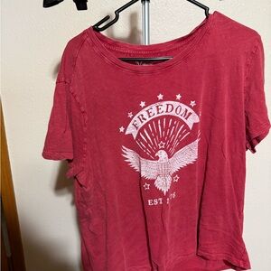 TWO! Natural Reflections Red Freedom Graphic Tees - one blue and one red.
